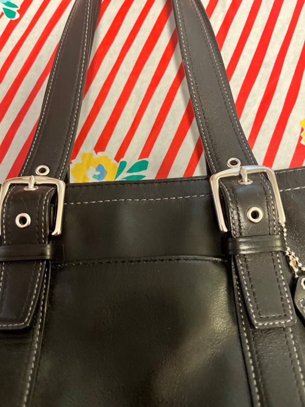 Coach Black Leather Double-Handle Tote